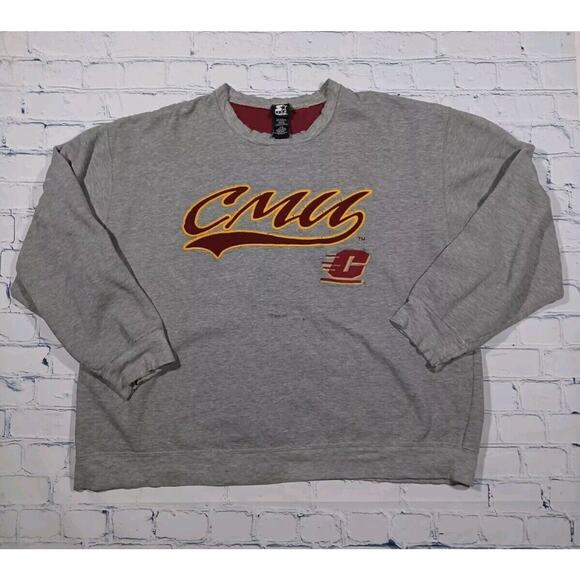 Central Michigan‎ Chippewas Sweatshirt Mens 2XL Gray Starter Embroidered Logo - Picture 1 of 4